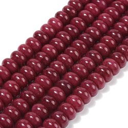 Dyed Natural White Jade Beads Strands, Rondelle, Dark Red, 10x6mm, Hole: 1.2mm, about 63pcs/strand, 14.88''(37.8cm)(G-G107-A11-01)