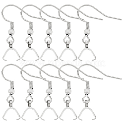 50Pcs 304 Stainless Steel Hooks, Ear Wire, with Ice Pick Pinch Bails, Stainless Steel Color, 27x20mm, 21 Gauge, Pin: 0.7mm(STAS-BBC0001-49P)