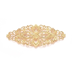 Brass Filigree Joiners, For DIY Bookmark Making, Flower, Golden, 82x35x0.8mm(KK-G368-01G)