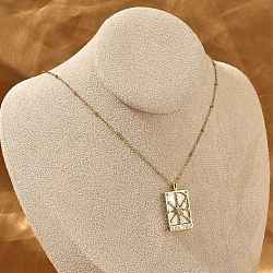 Brass Cubic Zirconia Pendant Necklaces, Acrylic Tarot Necklaces, Star, 18.27 inch(46.4cm)(NJEW-H051-01G-02)