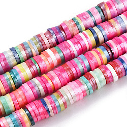 Eco-Friendly Handmade Polymer Clay Beads, for DIY Jewelry Crafts Supplies, Disc/Flat Round, Colorful, 6x1mm, Hole: 2mm(CLAY-TAC0006-03B-15)