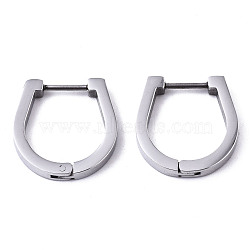 Non-Tarnish 304 Stainless Steel Huggie Hoop Earrings, Oval, Stainless Steel Color, 16.5x16x3mm, Pin: 0.8mm(STAS-R115-18P)