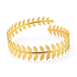 Leaf Upper Arm Cuff Band, Alloy Open Armlets Bangle for Girl Women, Golden, Inner Diameter: 3-3/8 inch(8.7cm)(AJEW-G033-02G)