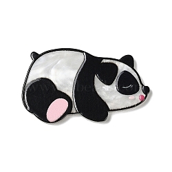 Printed Opaque Acrylic Cabochons, Panda, Black, 24x40x2.5mm(OACR-Q191-03D)