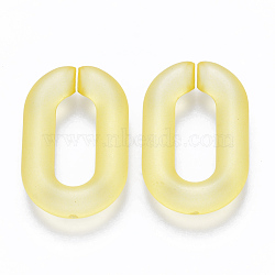 Transparent Acrylic Linking Rings, Quick Link Connectors, for Cable Chains Making, Frosted, Oval, Yellow, 31x19.5x5.5mm, Inner Diameter: 19.5x7.5mm(OACR-S036-006A-K10)