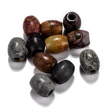 Natural Polychrome Jasper/Picasso Stone/Picasso Jasper European Beads, Large Hole Beads, Barrel, 15~17x12~13.5mm, Hole: 4.5~5mm