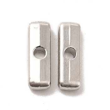 Alloy Beads, Long-Lasting Plated, Cadmium Free & Lead Free, Rectangle, Platinum, 14x4.5x3mm, Hole: 2mm