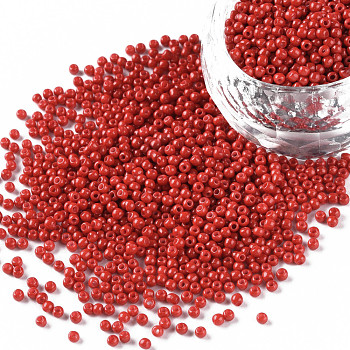 11/0 Grade A Round Glass Seed Beads, Baking Paint, Crimson, 2.3x1.5mm, Hole: 1mm, about 48500pcs/pound