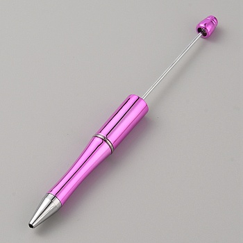 Plastic Ball-Point Pen, Beadable Pen, for DIY Personalized Pen with Jewelry Bead, Violet, 146x12mm