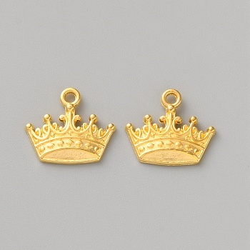Alloy Pendants, Crown Charms, Golden, 15.5x17.5x2.5mm, Hole: 1.8mm