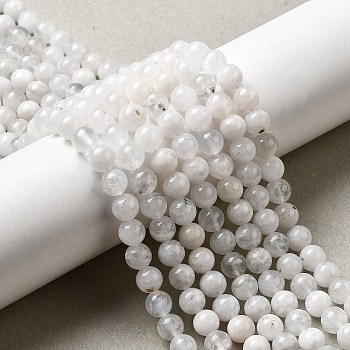 Natural Rainbow Moonstone Beads Strands, Round, 6~6.8mm, Hole: 0.7mm, about 62pcs/strand, 14.96''(38cm)~15.55''(39.5cm)