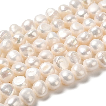 Natural Cultured Freshwater Pearl Beads Strands, Two Side Polished, Seashell Color, 9~10.5x10~11x7~8mm, Hole: 0.5mm, about 38pcs/strand, 14.25~14.37''(36.2~36.5cm)