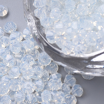 Imitation 5301 Bicone Beads, Transparent Glass Faceted Beads, Azure, 3x2.5mm, Hole: 1mm, about 720pcs/bag