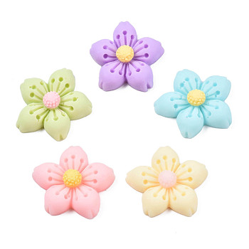 Opaque Resin Cabochons, Flower, Mixed Color, 20x20x6.5mm