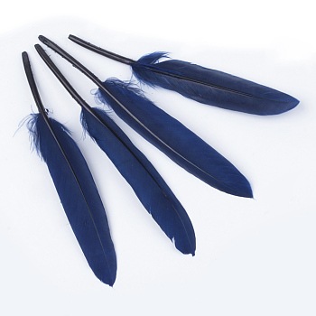 Goose Feather Costume Accessories, Dyed, Midnight Blue, 100~175x13~25mm