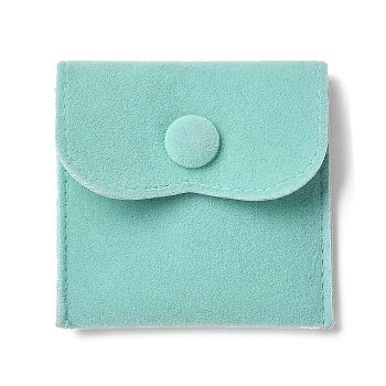 Velvet Jewelry Storage Pouches, Square Jewelry Bags with Snap Fastener, for Earrings, Rings Storage, Turquoise, 6.75~6.8x7cm