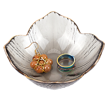 Flower Glass Snacks Bowl, Household Kitchen Tableware, Dark Khaki, 95x95x35.5mm