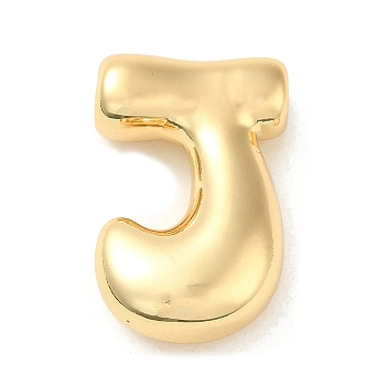 Brass Pendant, Real 18K Gold Plated, Letter J, 22x14x6.5mm, Hole: 2.6mm