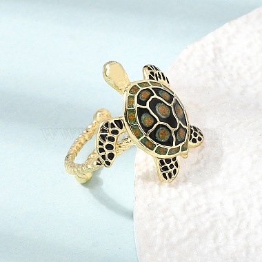 Brass Enamel Cuff Open Rings(KK-CBA0419-02G)-2