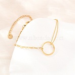 304 Stainless Steel Ball Chain & Box Chain Bracelets, Ring Jewelry for Women, Ion Plating(IP), Long-Lasting Plated, Golden, 6.69 inch(17cm)(BJEW-D460-02G)
