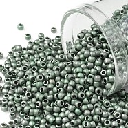TOHO Round Seed Beads, Japanese Seed Beads, Matte, (512F) High Metallic Frost Blue Haze, 11/0, 2.2mm, Hole: 0.8mm, about 5555pcs/50g(SEED-XTR11-0512F)