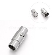 304 Stainless Steel Column Locking Tube Magnetic Clasps, Stainless Steel Color, 18x7.5mm, Hole: 5mm(STAS-E089-05D)