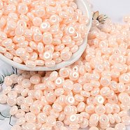 Opaque Colours Luster Glass Seed Beads, Donut, PeachPuff, 6.5x3mm, Hole: 1.8mm, about 1363pcs/pound(SEED-P008-01C-14)