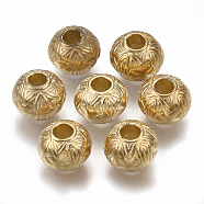 CCB Plastic European Beads, Large Hole Beads, Rondelle with Textured, Light Gold, 10x8mm, Hole: 4mm(X-CCB-S160-241)