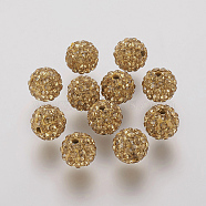 Polymer Clay Rhinestone Beads, Grade A, Round, Pave Disco Ball Beads, Light Colorado Topaz, 10x9.5mm, Hole: 1.5mm(RB-K050-10mm-C27)