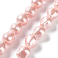 Electroplated Shell Pearl Beads Strands, Nuggets, Misty Rose, 15x12~12.5x12~12.5mm, Hole: 1mm, about 27pcs/strand, 15.75~15.94 inch(40~40.5cm)(BSHE-G035-01B-03)