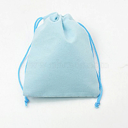 Velvet Cloth Drawstring Bags, Jewelry Bags, Christmas Party Wedding Candy Gift Bags, Light Sky Blue, 7x5cm(X-TP-C001-50x70mm-3)