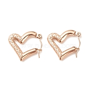 Ion Plating(IP) 304 Stainless Steel Chunky Heart Hoop Earrings for Women, Rose Gold, 18x20.5mm, Pin: 0.8mm(EJEW-K242-02RG)