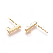 304 Stainless Ear Stud Components, with Loop, Rectangle, Golden, 10x2x2mm, Hole: 1.5mm, Pin: 0.8mm(STAS-M274-012B-G)