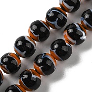 Handmade Lampwork Beads Strands, Round, Black, 12mm, Hole: 1.8mm, about 42~45pcs/strand, 18.50''~20.87''(47~53cm)(LAMP-P062-02G)