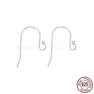 925 Sterling Silver Earring Hooks, with 925 Stamp, Silver, 20~21.5x11x1.5mm, 21 Gauge, Pin: 0.7mm(STER-K167-051A-S)