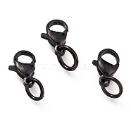 304 Stainless Steel Lobster Claw Clasps, With Jump Ring, Electrophoresis Black, 9x5.5x3.5mm, Hole: 3mm, Jump Ring: 5x0.6mm(STAS-G240-01A-EB)