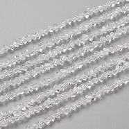 Transparent Solid Color Glass Beads Strands, Faceted, Polygon, Clear, 2.5x2.5x2.5mm, Hole: 0.7mm, about 150pcs/strand, 13.39''(34cm)(GLAA-L031-01-B01)