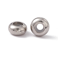 201 Stainless Steel Beads, with Rubber Inside, Slider Beads, Stopper Beads, Rondelle, Stainless Steel Color, 9x4.5mm, Hole: 3mm(STAS-J401-LD024)