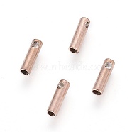 Ion Plating(IP) 304 Stainless Steel Cord Ends, End Caps, Column, Rose Gold, 7x2mm, Hole: 1mm, Inner Diameter: 1.4mm(X-STAS-F232-01B-RG)