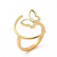 Ion Plating(IP) 304 Stainless Steel Finger Rings, Synthetic White Shell Butterfly Wide Band Rings for Women, Real 18K Gold Plated, US Size 7 3/4(17.9mm), 2mm(RJEW-C049-18B-G)