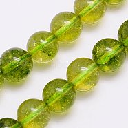 Natural Crackle Quartz Beads Strands, Dyed, Round, Yellow Green, 10mm, Hole: 1mm(G-G442-10mm-5)