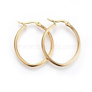 201 Stainless Steel Hoop Earrings, with 304 Stainless Steel Pin, Hypoallergenic Earrings, Oval, Golden, 12 Gauge, 34x28x2mm, Pin: 1mm(EJEW-A052-15E-G)