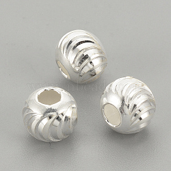 925 Sterling Silver Beads, Round, Silver, 4x3.5mm, Hole: 1.5mm(STER-S002-16-4mm)