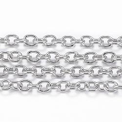 304 Stainless Steel Cable Chains, Soldered, with Spool, Oval, Stainless Steel Color, 2x1.5x0.4mm, about 32.8 Feet(10m)/roll(CHS-H009-25P)