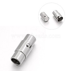 Tarnish Resistant 304 Stainless Steel Column Locking Tube Magnetic Clasps, Stainless Steel Color, 18x7.5mm, Hole: 5mm(STAS-E089-05D)