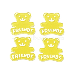 Acrylic Cabochons, Bear with Word Friends, Yellow, 31.5x29x2mm(OACR-E018-01A)