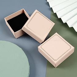 Square Paper Earring Storage Gift Boxes, Lavender Blush, 7.5x7.5x3.5cm(PW-WG28424-02)