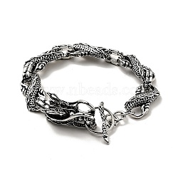 Men's Alloy Infinity Link Chain Bracelet with Dragon Head Clasp, Gothic Metal Jewelry, Antique Silver, 8-3/4 inch(22.2cm)(BJEW-A129-06AS)