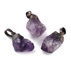 Rough Raw Natural Fluorite Pendants, with Red Copper Plated Brass Jump Ring, Nuggets, 23~25x13~17x10~13mm, Hole: 7x5mm(G-B012-07R)