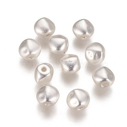 Brass Beads, Long-Lasting Plated, Oval, Matte Silver Color, 7x5.5x5.5mm, Hole: 1mm(KK-K238-25MS)